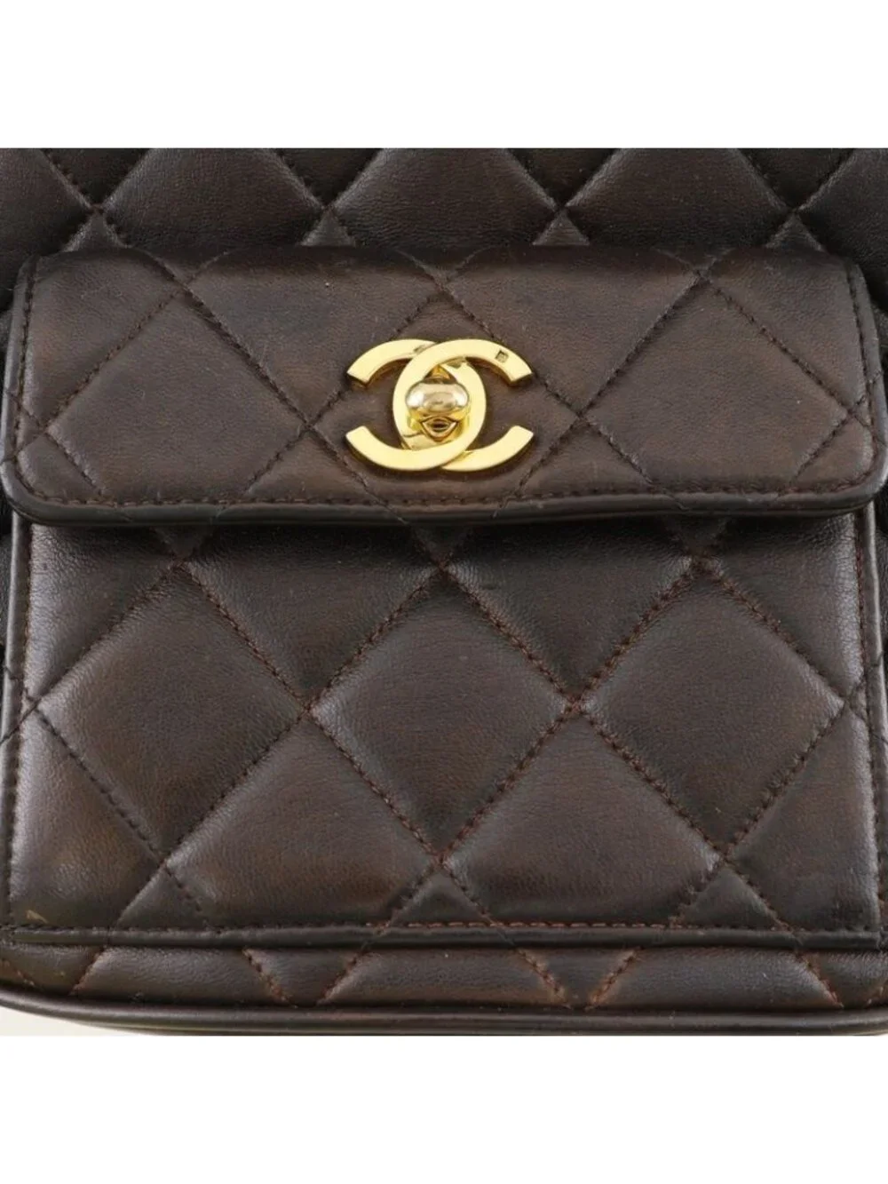 Chanel Quilted Vintage Lambskin Brown Backpack Daypack